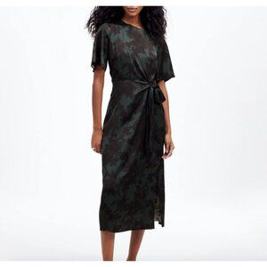 Madewell Tie-Waist Midi Dress in Floral Luxury Forest Size 6 NT376